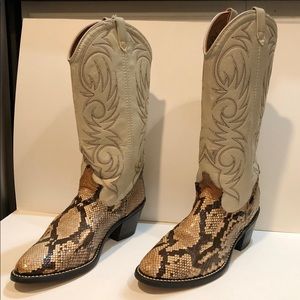 Vintage Snakeskin and Leather Cowboy Boots